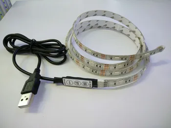 

5V 1m 0.5m/pcs USB LED strip SMD 5050Flexible RGB Color Changing LED lights 16 color For indoor with 3 key mini rgb controller