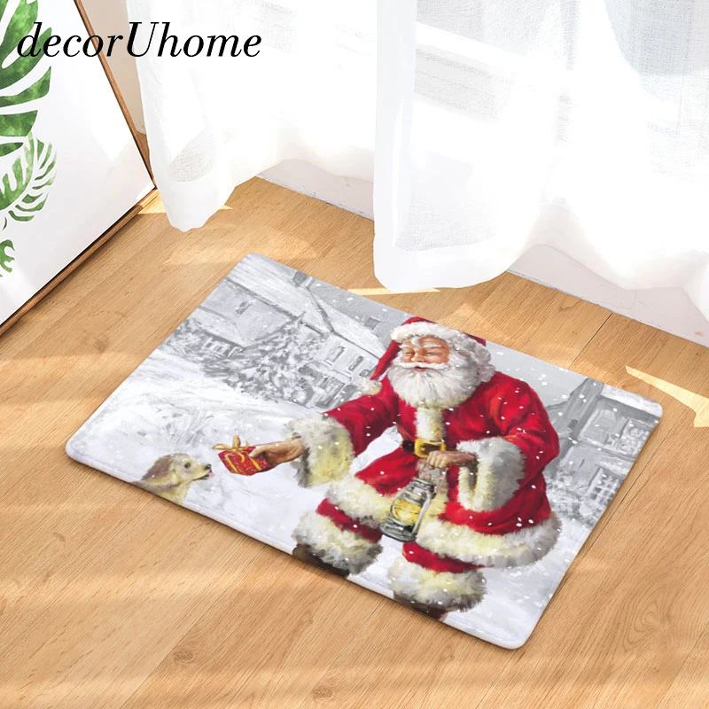 

decorUhome Christmas Cartoon Waterproof Anti-Slip Doormat Santa Claus Snow Bedroom Rugs Decorative Stair Mats Home Decor Crafts