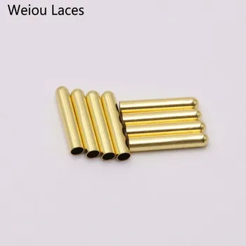 

Weiou New 4pcs 1 Set Of 4x22mm Seamless Metal Shoelaces Tips Head Replacement Repair Aglets DIY Sneaker Kits Silver Gold Black