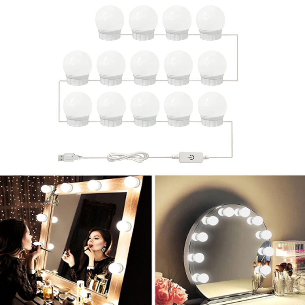  LED Hollywood Makeup Light Dressing Table Mirror Light USB Vanity LED Bulb 5V Stepless Dimmable LED