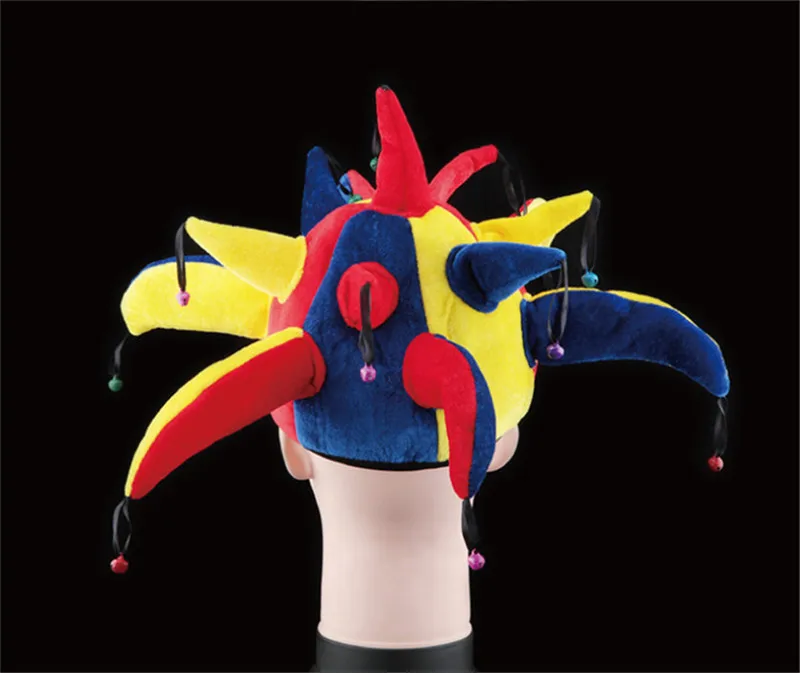 Multicolor Funny Halloween Jester Hat Clown Cosplay Cap Mardi Gras Halloween Accessory Men Women with Bells Party Supplies FE75 (7)