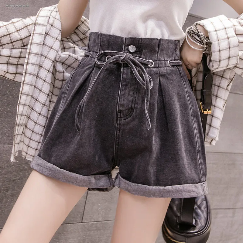 

New Arrivals Women's Denim Shorts Vintage High Waist 2019 Fashion Female Loose Summer Short Ladies Shorts Jean For Women Blue