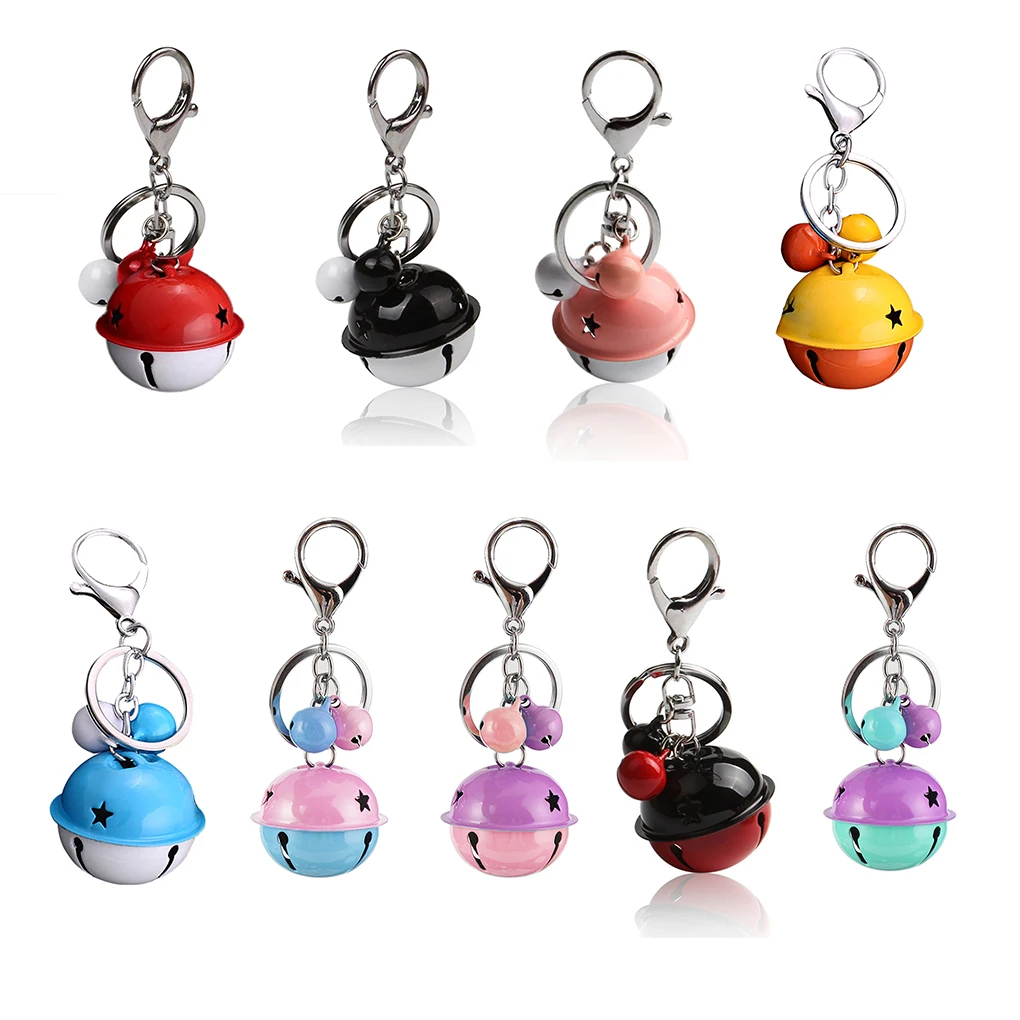 

Small Bell Keychain Metal Double Color Cartoon Keyring Key Holder Handbag Ringing Decor Accessory