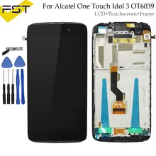 Черный для Alcatel One Touch Idol 3 OT6039 6039 6039A 6039K 6039Y ЖК-дисплей кодирующий преобразователь сенсорного экрана в сборе с рамкой