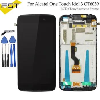 

Black For Alcatel One Touch Idol 3 OT6039 6039 6039A 6039K 6039Y LCD Display Touch Screen Digitizer Assembly With Frame