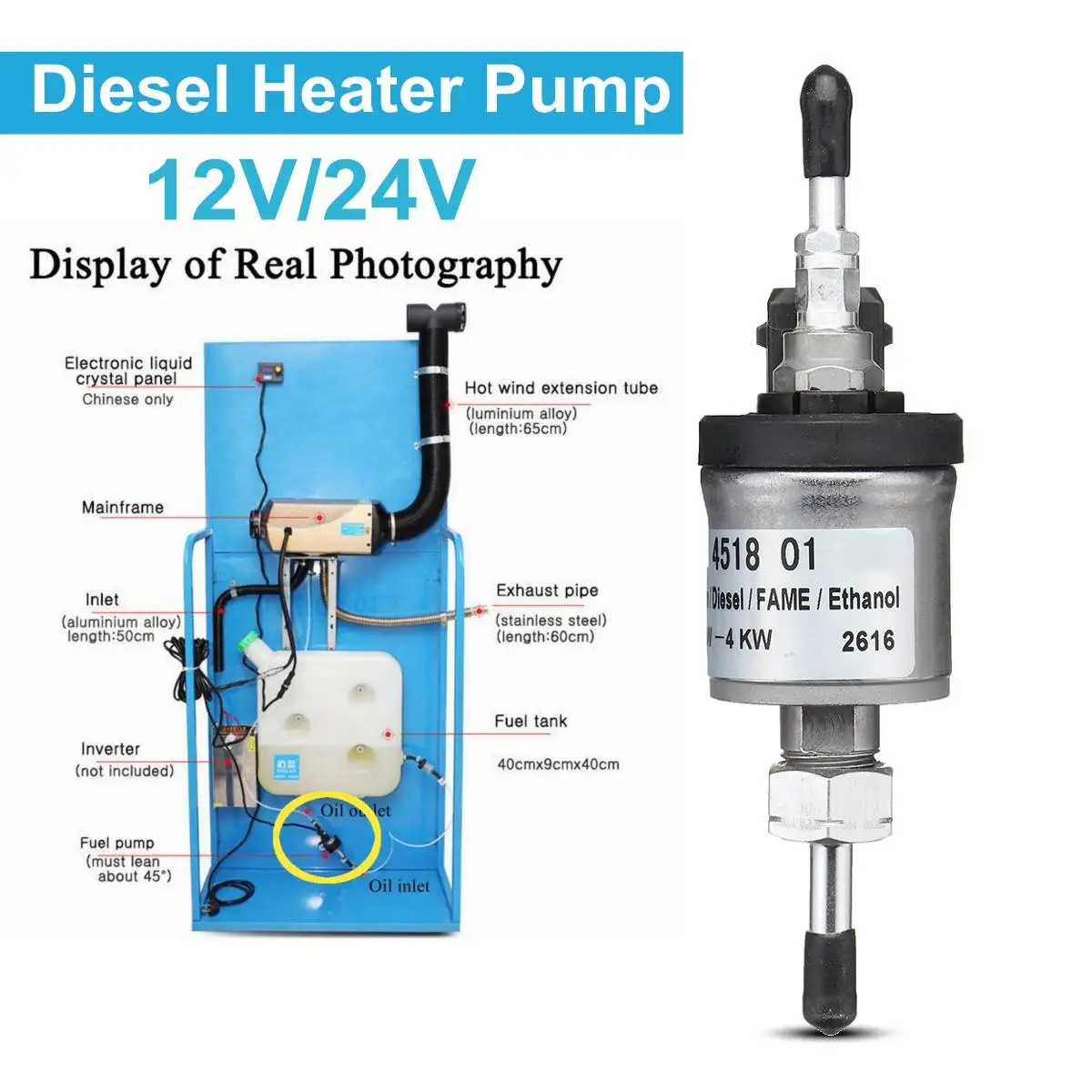 12V Car Air Diesel Parking Oil Fuel Pump Heater Fit 2-8KW Webasto Eberspacher 12V Car Air Diesel Parking Oil Fuel Pump Heater Fit 2-8KW Webasto Eberspacher