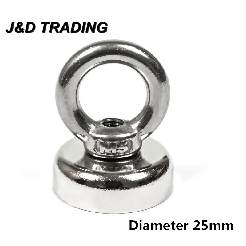 

1Pcs Diameter of 25mm Silver Super Fishing Powerful Eyebolt Ring Magnets Deep-sea for Strong Magnet Circular