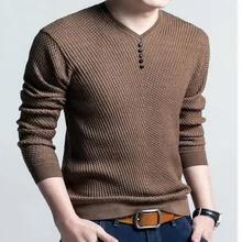 Мужские свитера, мужской свитер с v-образным вырезом, плюс бархатный утолщенный тонкий джемпер, Молодежный пуловер для мужчин