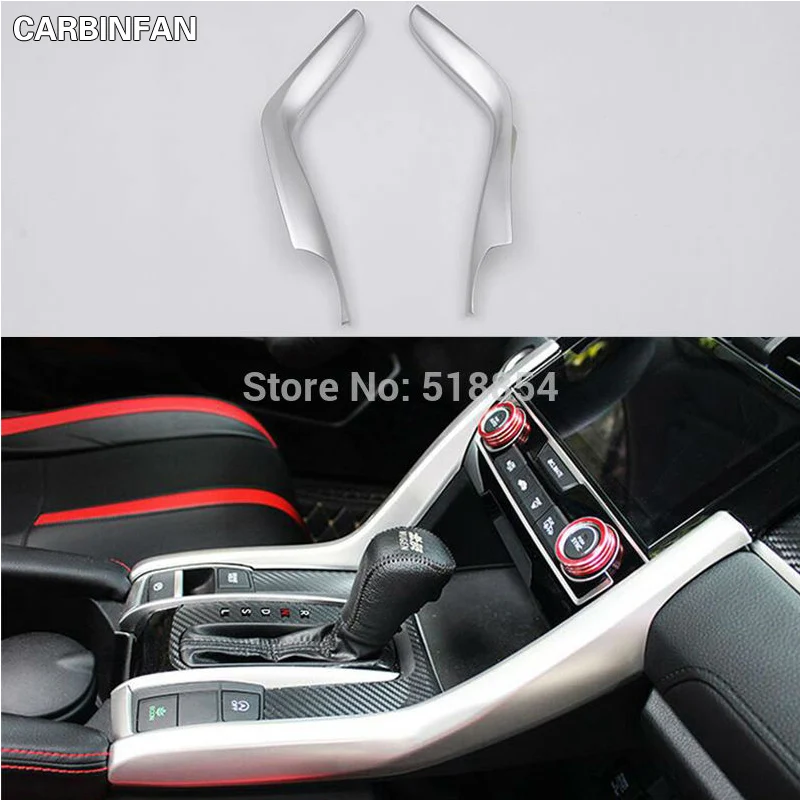 

FIT FOR 2016 2017 HONDA CIVIC CHROME CENTER CONSOLE CUP DRINK HOLDER GEAR SHIFT PANEL COVER TRIM FRAME BEZEL MOLDING 2PCS/SET