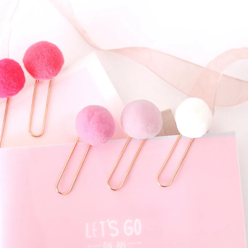 

10pcs/set Modelling Paper Clip Colorful Hairball Cilp Binder Clips Books Tickets Stationery School Notes Escolar Papelaria Gift