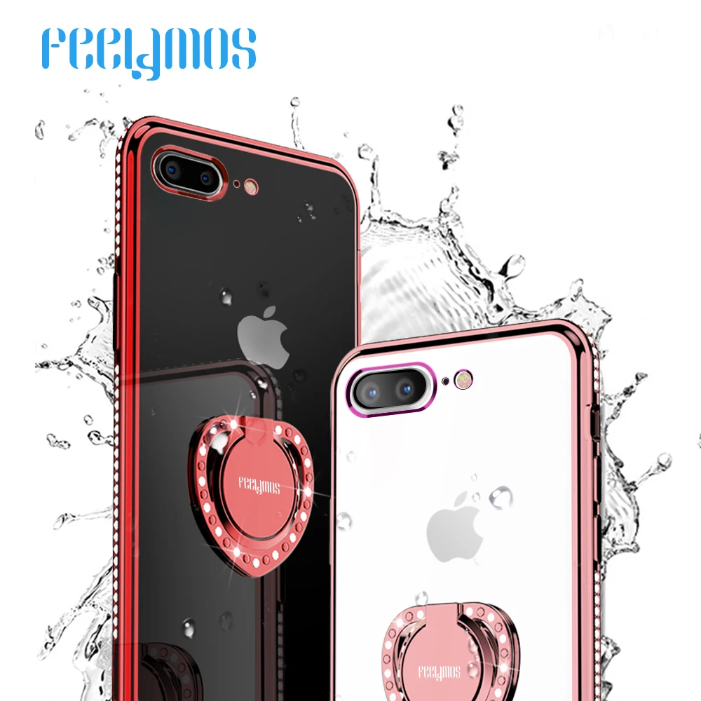 Для женщин Роскошные чехол для телефона iPhone 7 8 6 S плюс прозрачный силиконовый ТПУ