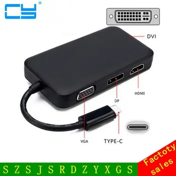 

USB-C USB 3.1 Type C to HDMI Digital AV & DVI &VGA & DP DisplayPort Combo 4 in 1 Adapter for Laptop & Notebook
