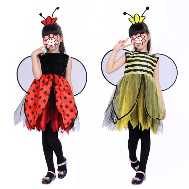 Girl Animal Bee Laybug Wing Cosplay Children Stage Performance halloween costume for kids Masquerade Party Dress Decor Christmas Girl Animal Bee Laybug Wing Cosplay Children Stage Performance halloween costume for kids Masquerade Party Dress Decor Christmas