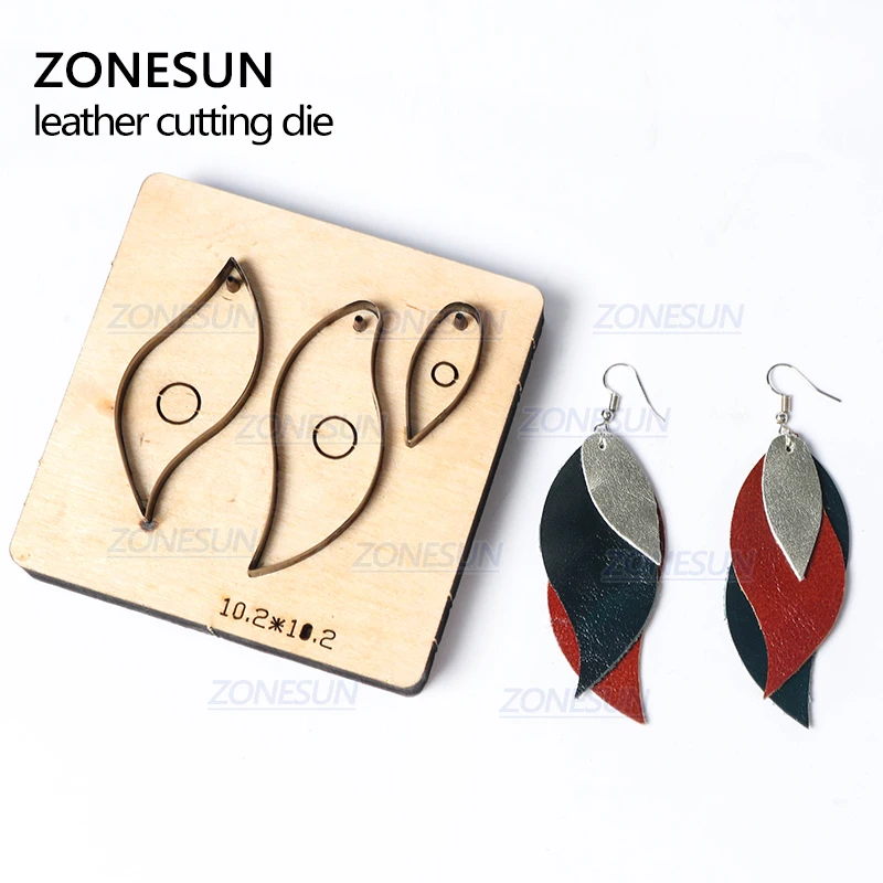 ZONESUN T9 DIY Custom Cutter Leather Earring Cutting Die Leather Cut Out Earring For Steel Rule Die Cutting Machine Press Tools