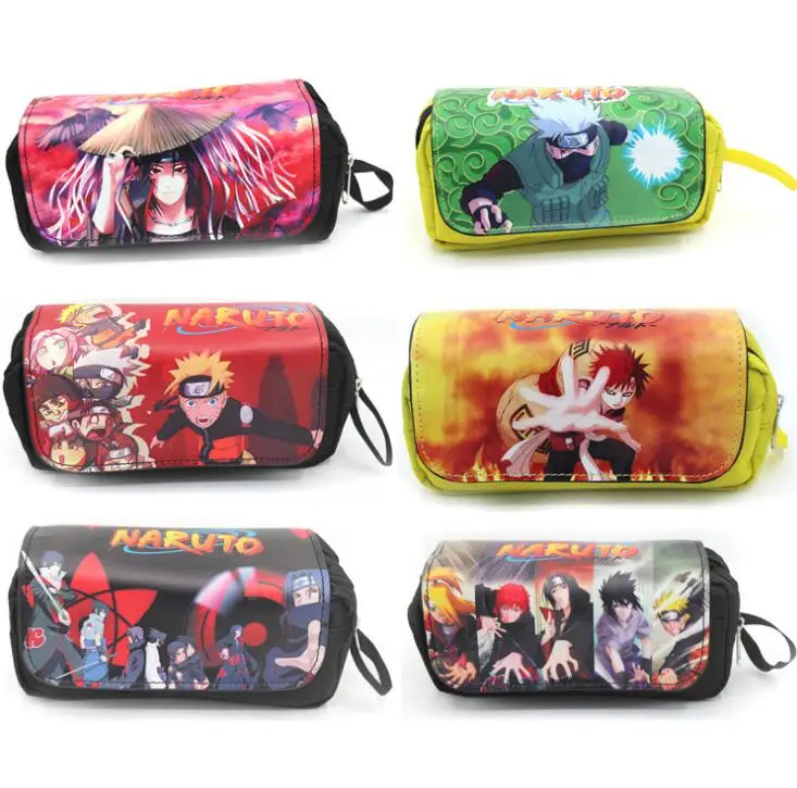 

Anime Naruto Sharingan Gaara Akatsuki Pencil Case Canvas Zip Super Big Capacity Pen Bag Makeup Stationery Pouch School Supplies