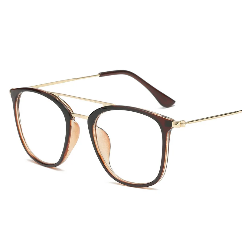 YOOSKE оптические линзы очки для женщин Близорукость оправы для очков Модные металлические очки прозрачные линзы мужские очки - Цвет оправы: Коричневый