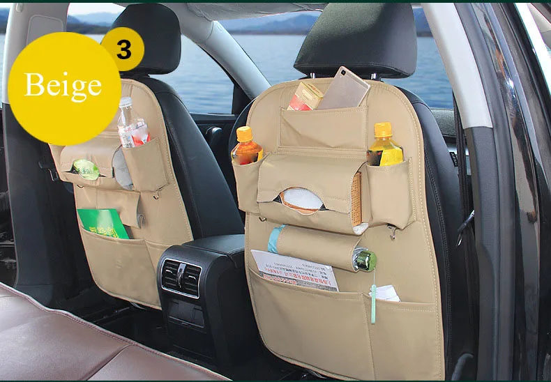 Органайзер на спинку сиденья автомобиля из искусственной кожи, универсальный органайзер для заднего сиденья автомобиля для детей, бутылки для хранения, коробка для салфеток
