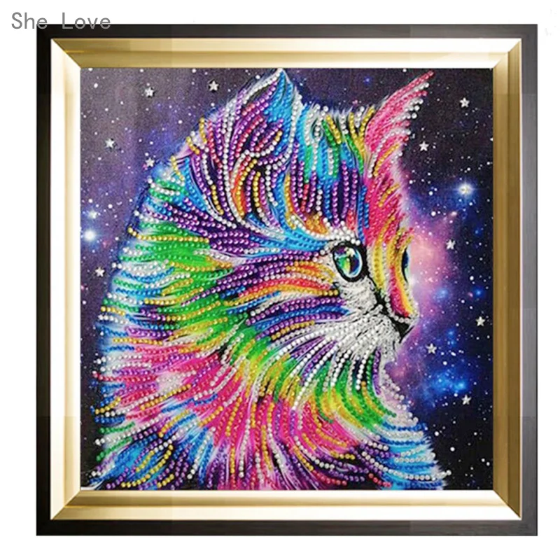 Она любит алмазную краску ing Cat форма алмазная вышивка красочная краска с