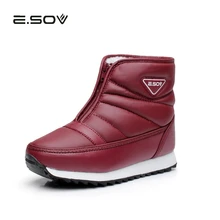 ESOV/женские зимние ботинки водонепроницаемые теплые зимние ботинки из искусственной кожи с толстым плюшем женские ботинки зимние женские ботинки на молнии с резиновой подошвой