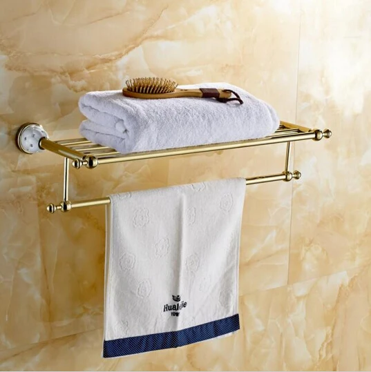 2016 High Quality Cooper Bathroom Towel Rack Holder Hotel Home Bathroom Storage Rack Towel Rail Shelf Towel Bar porta toalha