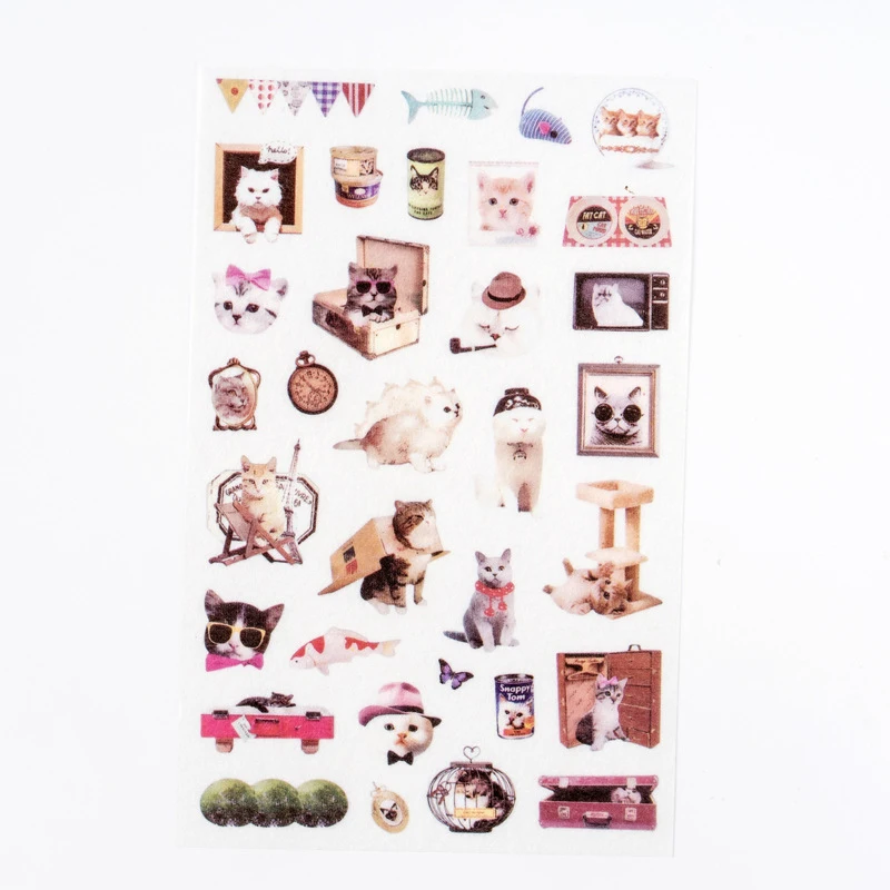 

6 pcs/lot Japanese wind cats sticker DIY diary album decoration stickers scrapbooking planner label Scrapbook stickers