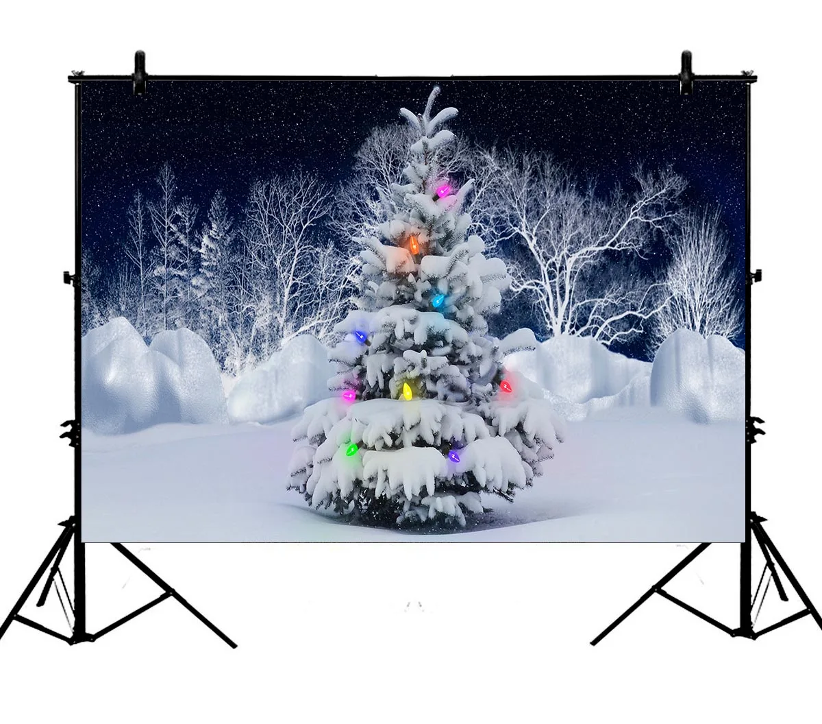 

5x7ft Christmas Tree Rural Forest Snow Xmas Polyester Photo Background Portrait Backdrop