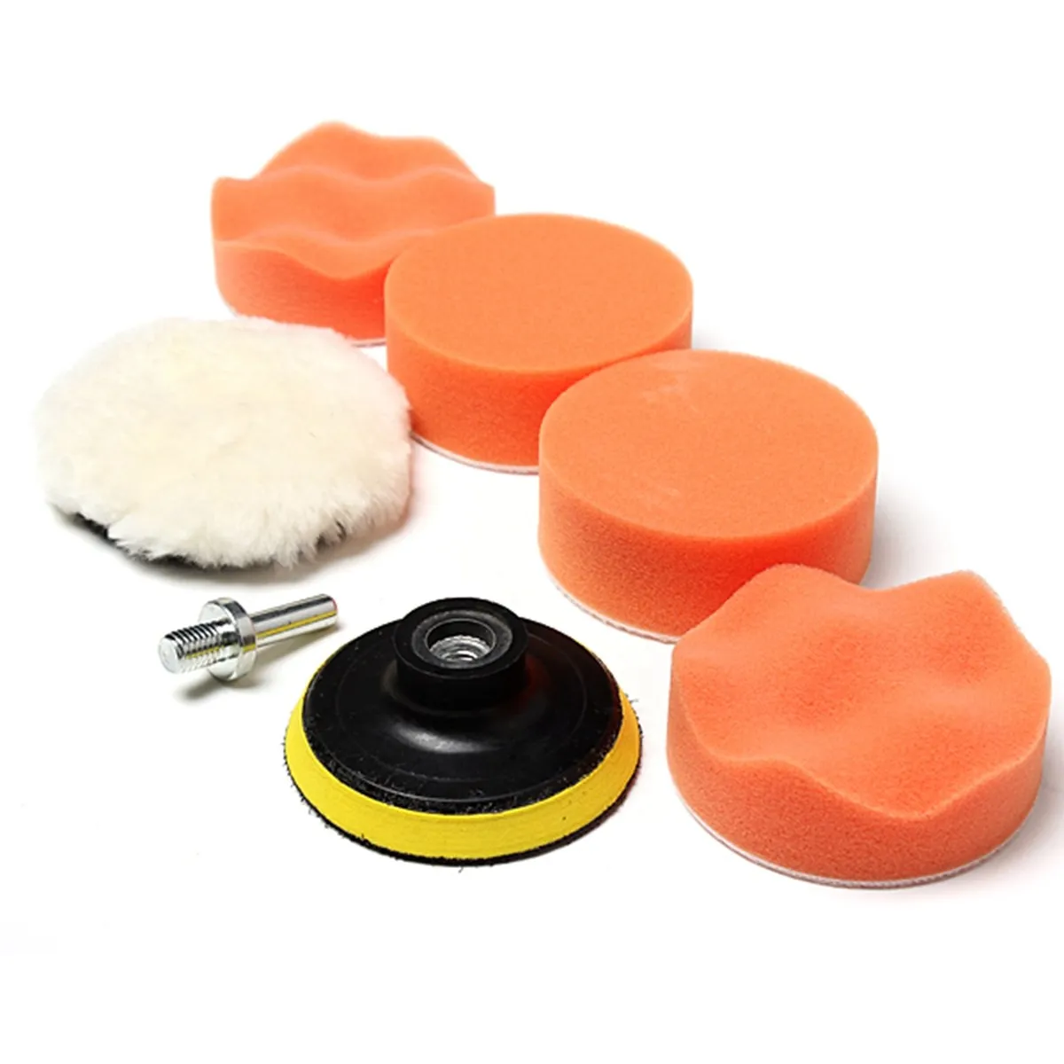 

7pcs 3" High Gross Polishing Buffer Pad Set + Drill Adapter M14 - For Car polish