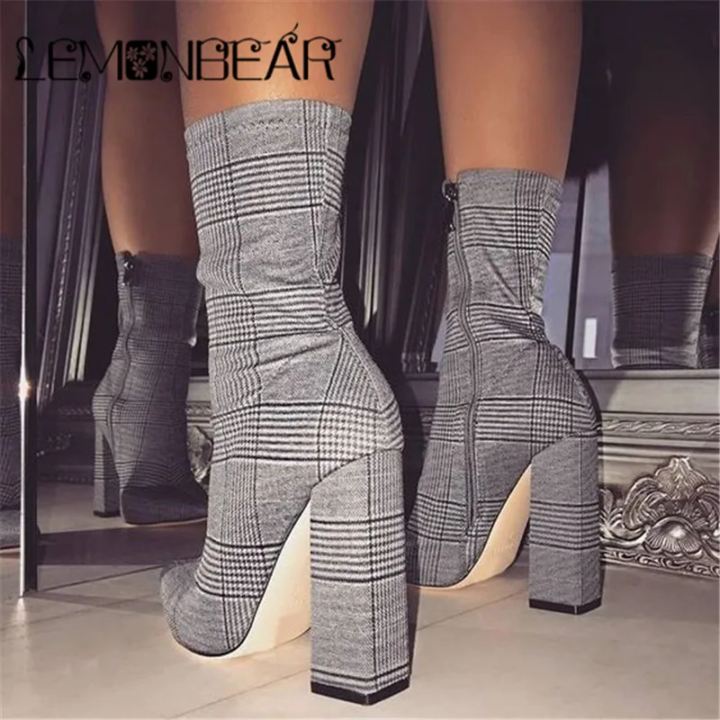 

Print Sexy Ankle Boots For Women Shoes Pointed Toe Thin High Heels Bootas Mujer Femme Zipper Chelsea Boots Size 35-42
