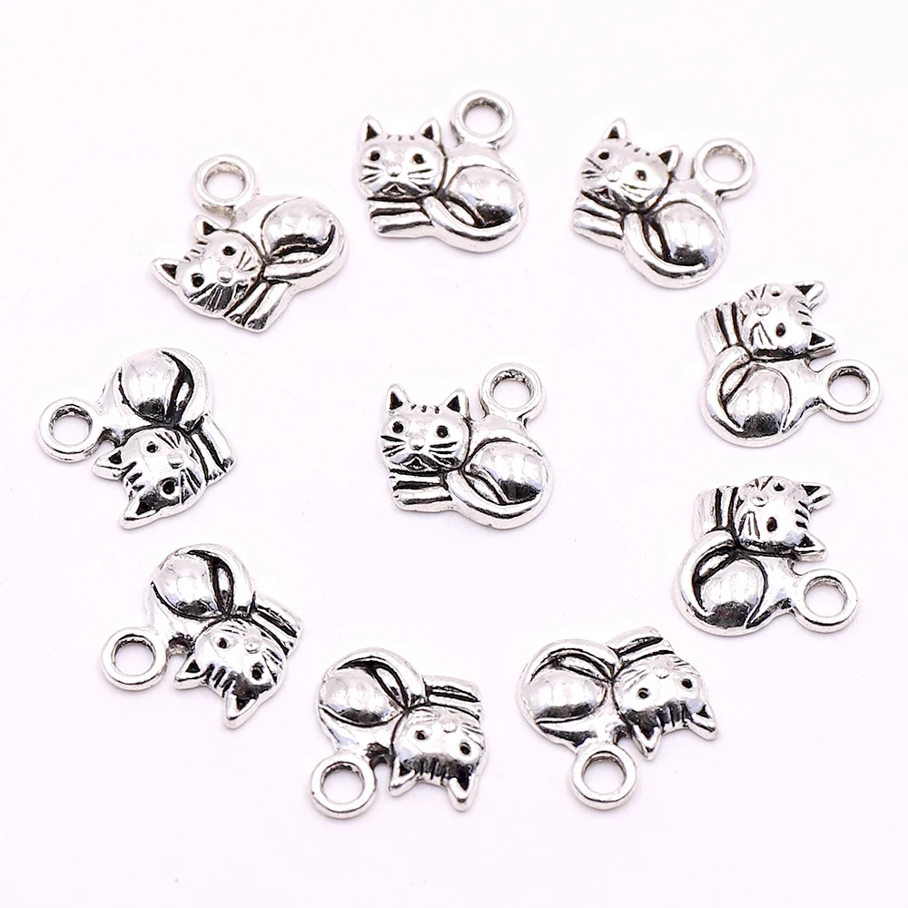 

Wholesale Silver Metal DIY Pet Cat Charms Accessories for Jewelry Earrings Bracelets Making Animal Charms for Jewelry Making