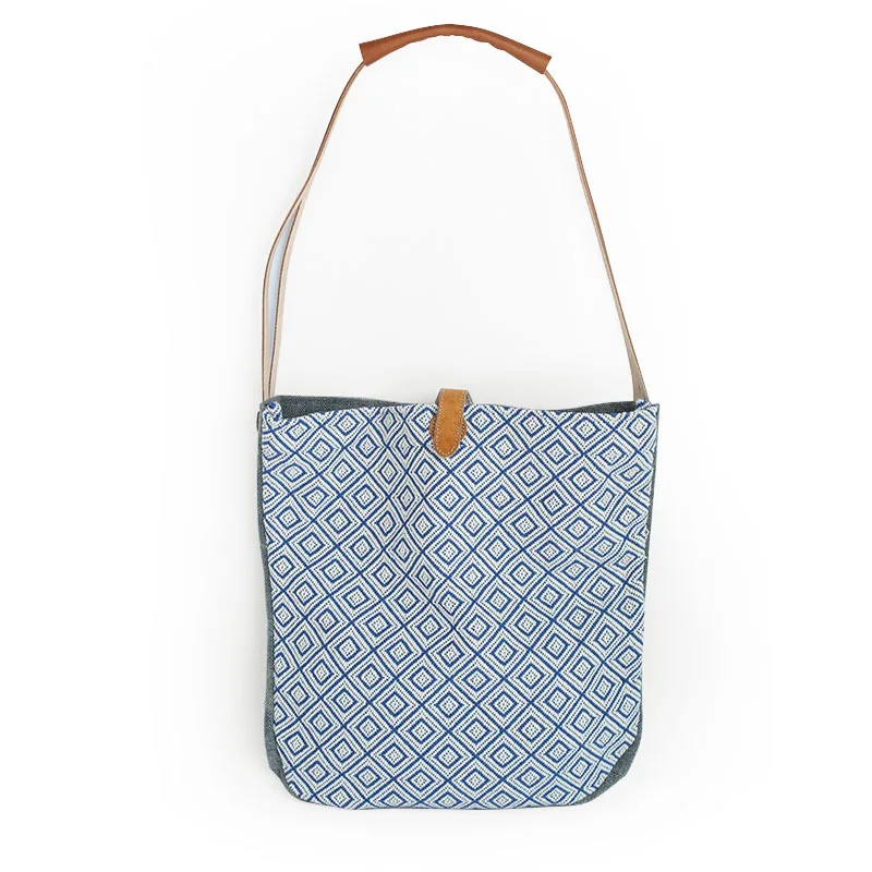 Vendange women's bag casual simple shoulder bag linen spell leather retro lady bag 2518