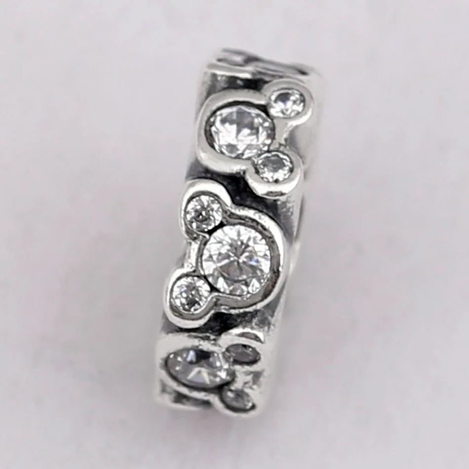 

New Cute Cartoon Mouse Mickey With Crystal Space Beads Fit Pandora Bracelet Bangle Jewelry 925 Sterling Silver Bead Charm