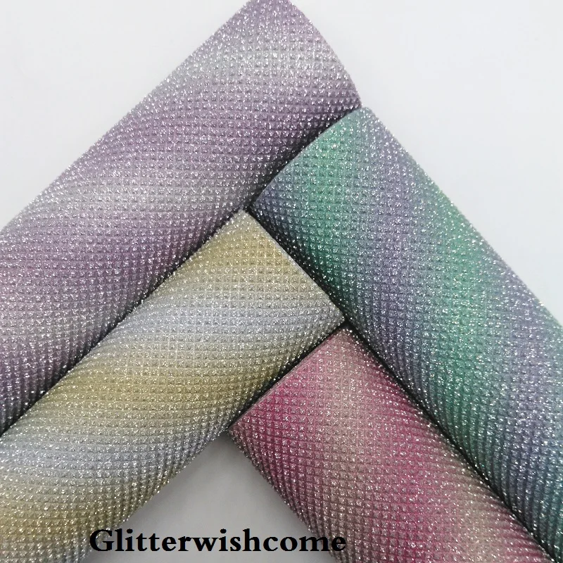 

Glitterwishcome 21X29CM A4 Size Vinyl For Bows Diamond Chunky Glitter Leather fabric Vinyl TPU Leather for Bows, GM162A