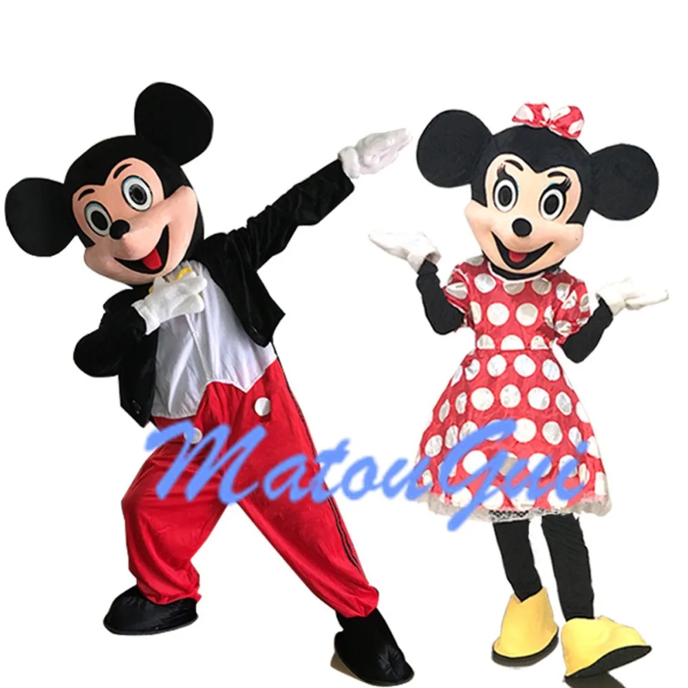

Minnie & Mickey Mascot Costume Cartoon Character Birthday Party Fancy Cosplay Dress Adult Size
