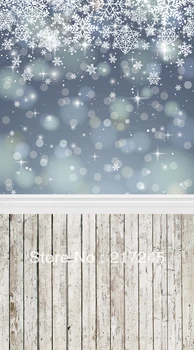 

Twinter snowflake bokeh and wooden floor backdrop backgrounds 5ftX7ft D-158