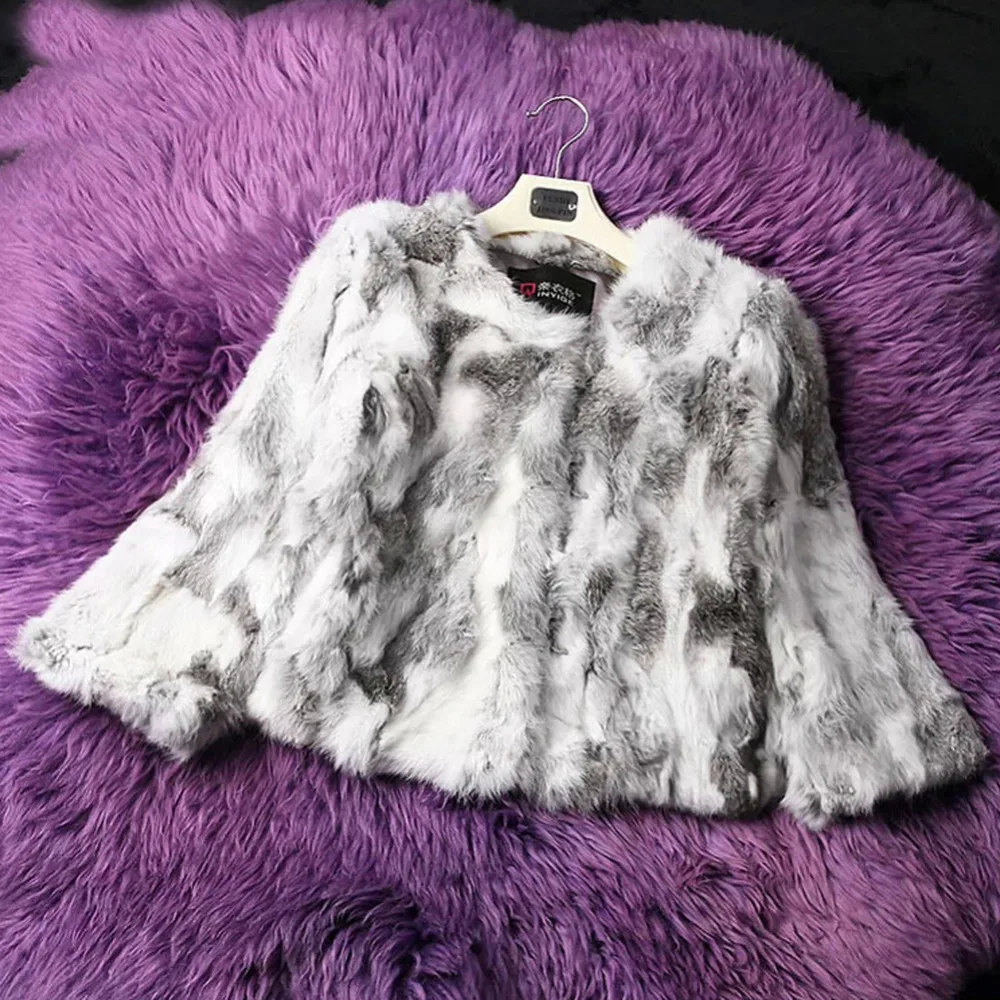 2016 New Fashion Natural Rabbit Fur Jacket Warm Winter Real Rabbit Fur Garment Outwear Women New