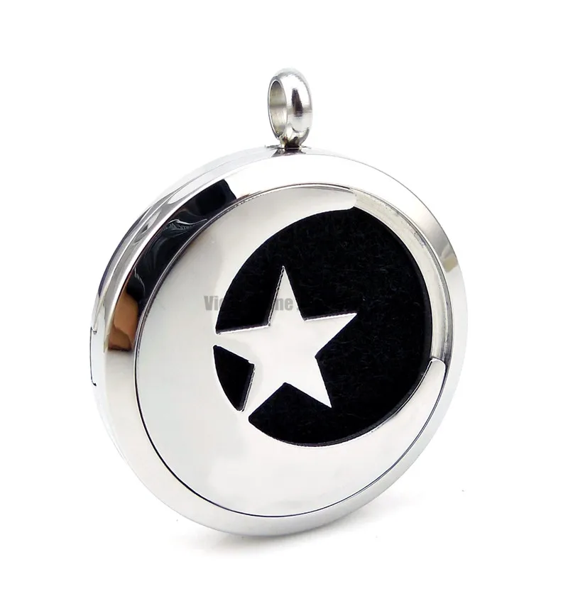With chain gift Moon and Star (30mm) Essential Oils Diffuser Locket Aroma Jewelry with Pads drop shipping | Украшения и