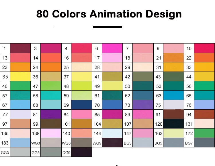 TouchFive маркер 30/40/60/80 ColorAlcoholic жирной чернила на водной основе набор маркеров для живописи лучше всего подходит для художник манга cohol маркер щетка для домашних животных - Цвет: 80 Animation Design