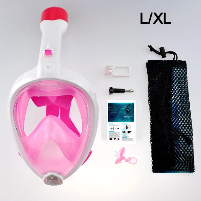 Дайвинг Водонепроницаемая защитная коробка Профессиональный дайвинг маски на все лицо анти-туман сухой трубка анти-Fof затычка для ушей - Цвет: Pink L XL