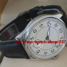 44 мм часы Parnis с большим циферблатом пилот механические мужские часы 6498 белый циферблат Мужские часы механические часы