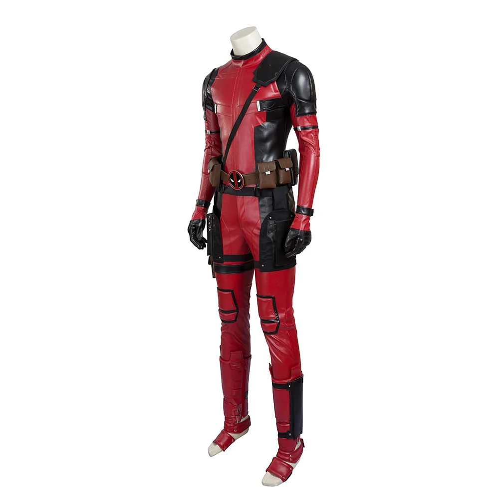 Custom Made Deadpool Costume Halloween Superhero Red Leather Jumpsuit for Men - Complete Deadpool Cosplay Costume Set image 4