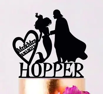 

personalized Darth Vader and Mermaid Superhero wedding birthday Acrylic cake toppers bridal shower Bachelor party decorations
