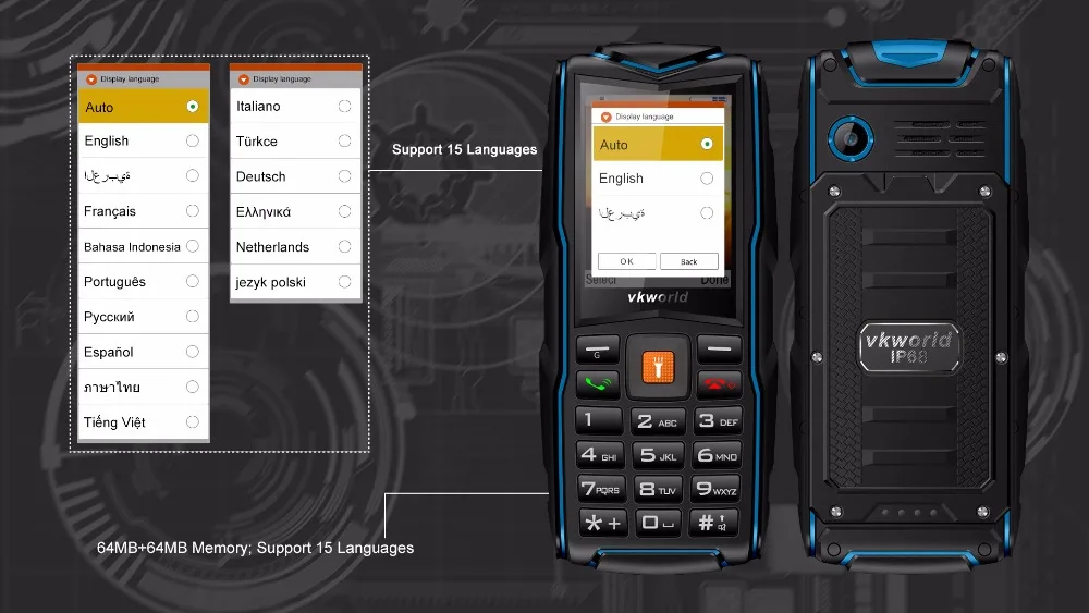 VKWorld камень V3 IP68 Водонепроницаемый 2,4 дюймов 3000 мАч мобильный телефон GSM FM Русская клавиатура 3 слота для sim-карт флэш-светильник мобильный телефон