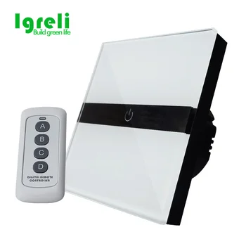 

Free Shipping, Igreli Luxury White Crystal Glass Switch Panel, EU Standard,170~250V Touch Screen Wall Light Switch