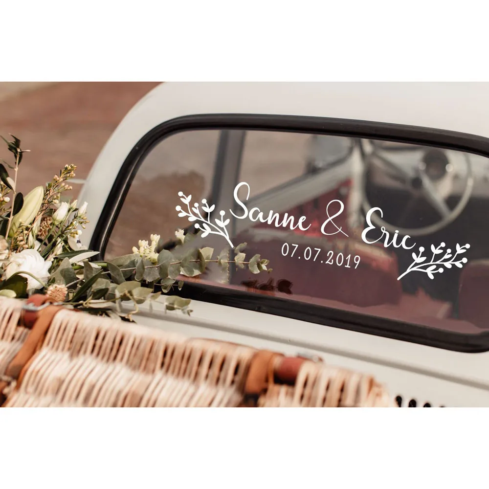 

Wedding Wall Sticker Customised Name Date Decals DIY Bride Groom Names Removable Mural Creative Artistic Wall Decals W377