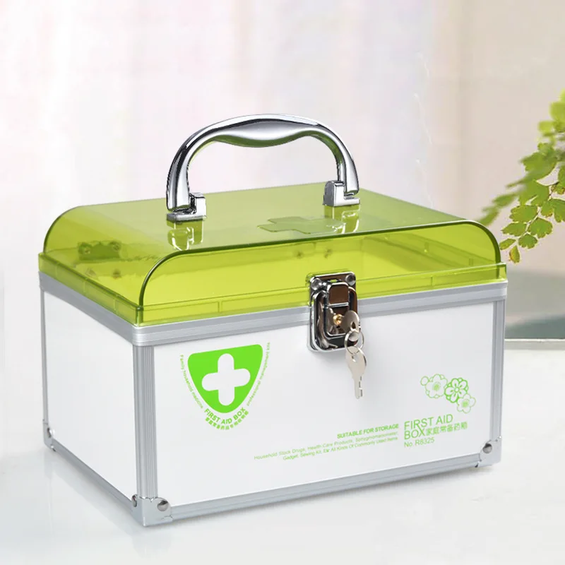 

Portable Child Lock Medical Kit Storage Box Multilayer Grid First Aid Kit Family Medicine Kinds of Drugs Organizer Safe Healthy