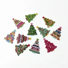 50Pcs Fancy Bulk Mixed Christmas Tree Wood Button Sewing Accessories Decorative Buttons Handmade Scrapbooking Craft DIY 25*35mm
