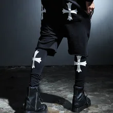 Новинка, Мужская одежда, тонкие обтягивающие брюки, модные, с перекрестным принтом, искусственная кожа, два предмета, мужские повседневные штаны, костюмы певицы