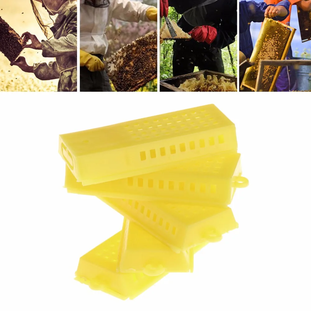 

5Pcs Multi-function Bee Boxs Honey Beekeeping Plastic Yellow Hive Cage Catching Tool Moving Equipment Beekeeper Supplies C42