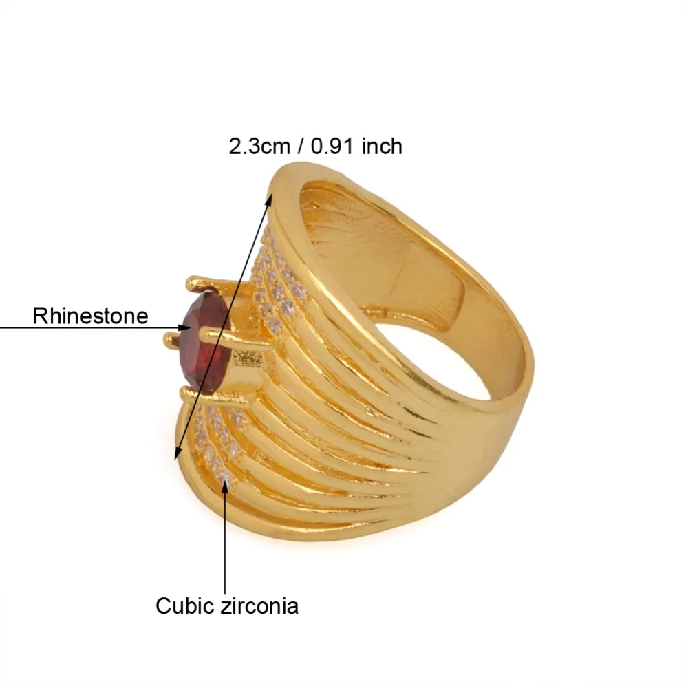 Anniyo кольцо с красным камнем для женщин золото цвет модные арабские кольца кубический цирконий ювелирные изделия Африканский Эфиопский свадебные подарки#073606