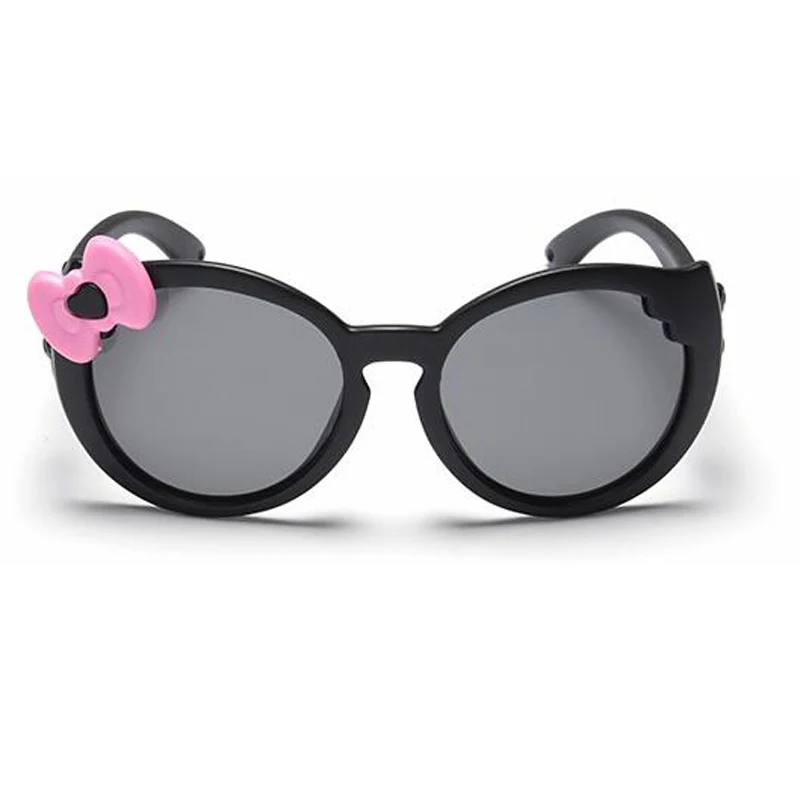 Модные маленькие кошачьи солнцезащитные очки с бантом, кошачий глаз, детские солнцезащитные очки для девочек, поляризационные милые поляризованные линзы, розовый цвет, подарок на день рождения, 860